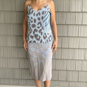 NWT Salvatore Ferragamo Blue Mixed Media Dress